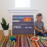 Modern Sling Bookshelf - White w/ Gray