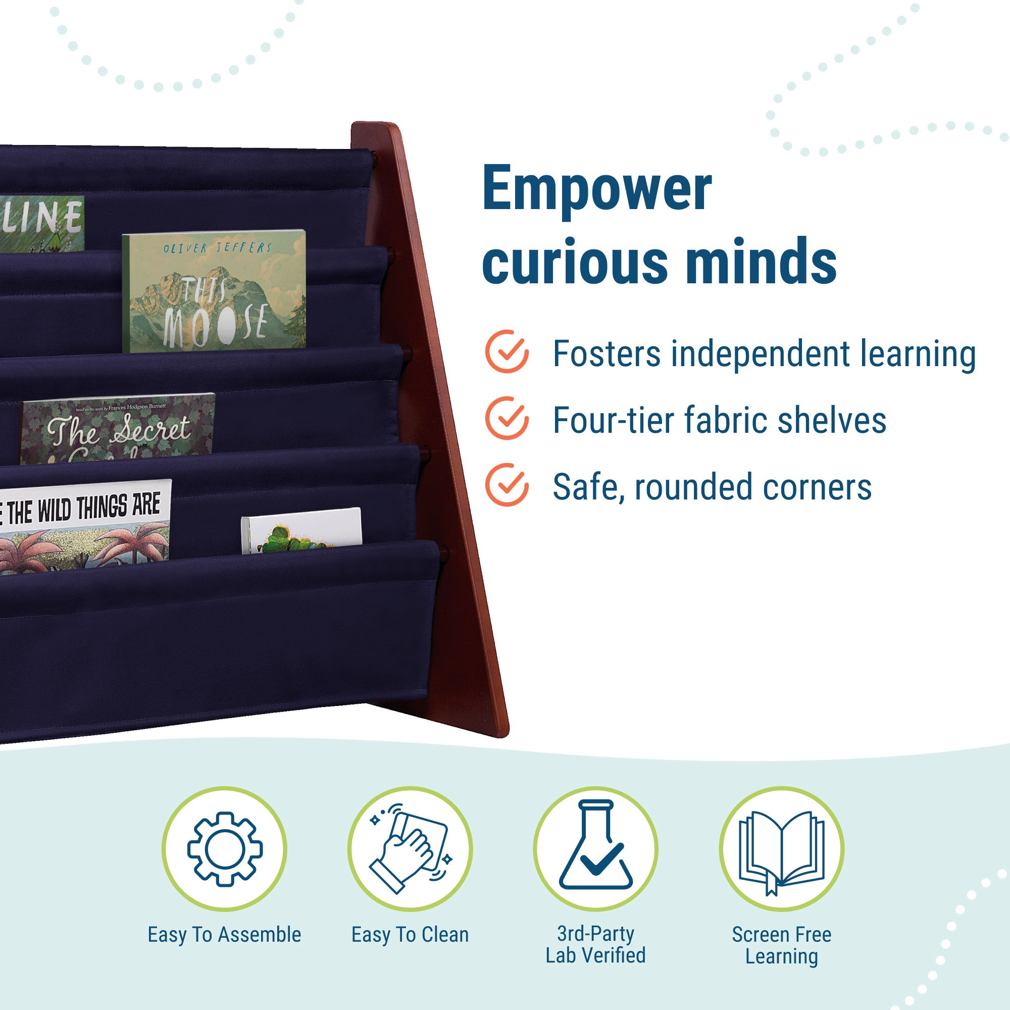 Sling Bookshelf - Cherry w/ Blue