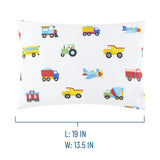 Trains, Planes & Trucks 100% Cotton Hypoallergenic Pillowcase - Toddler