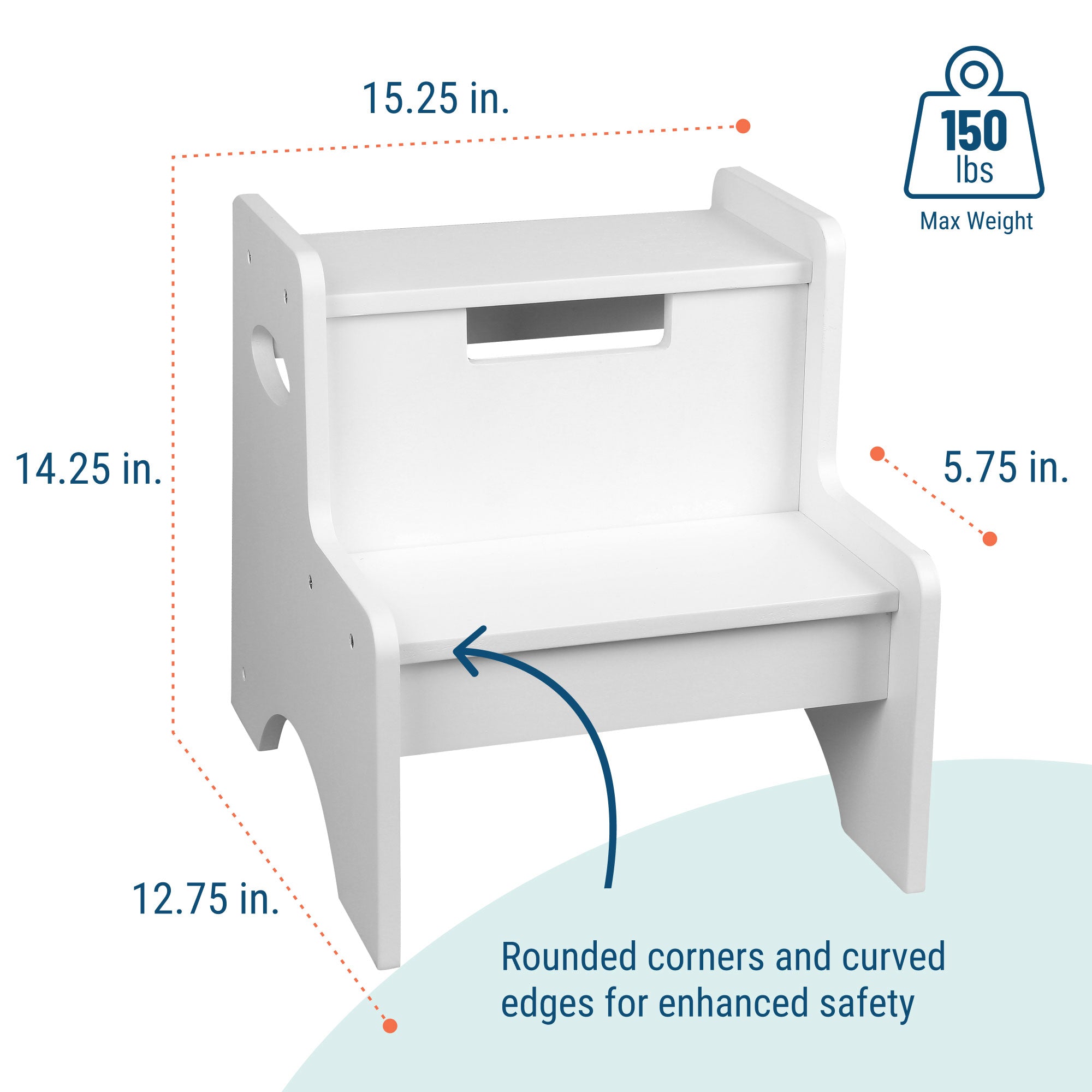 Two Step Stool - White