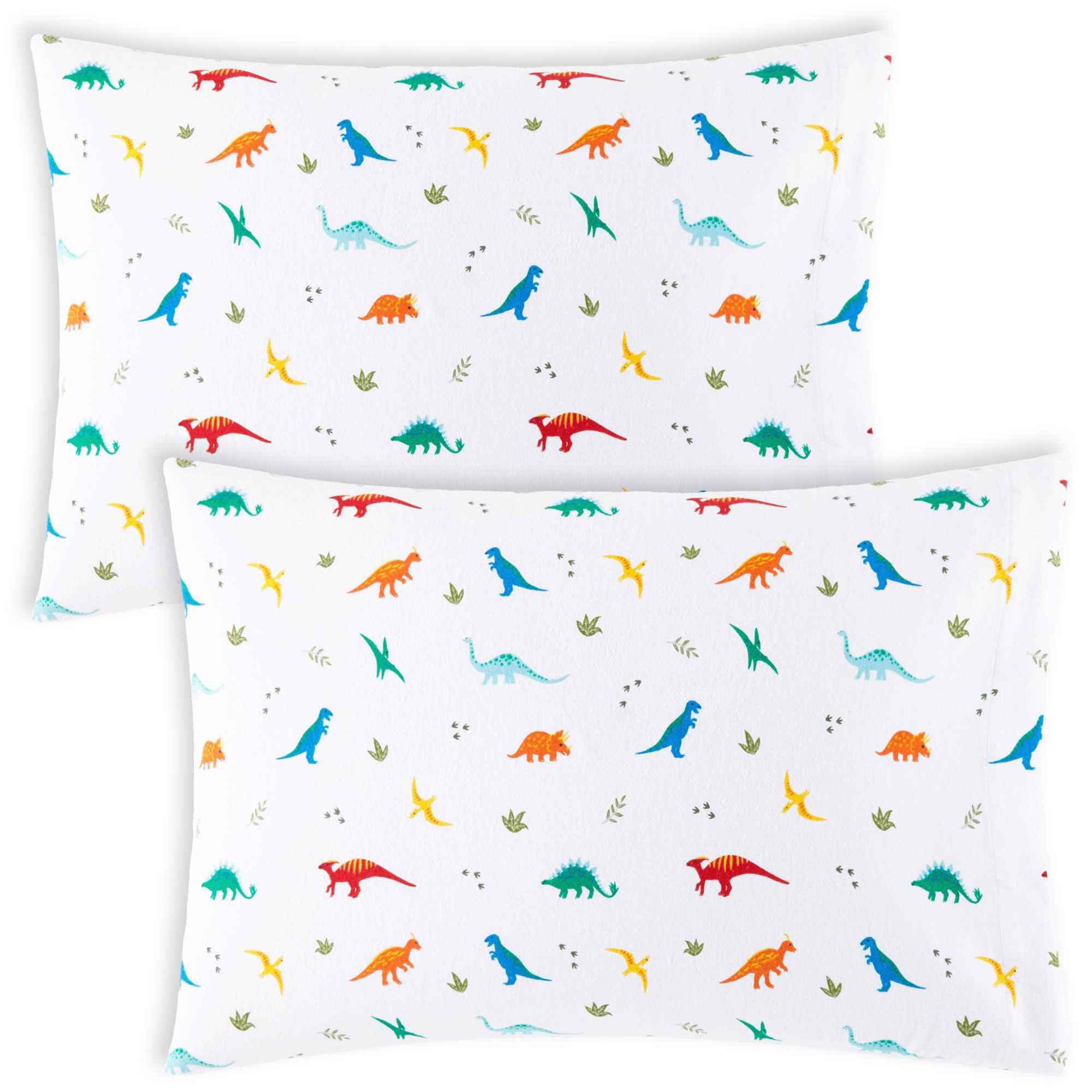 Jurassic Dinosaurs 100% Cotton Flannel Pillow Cases - 2 pack