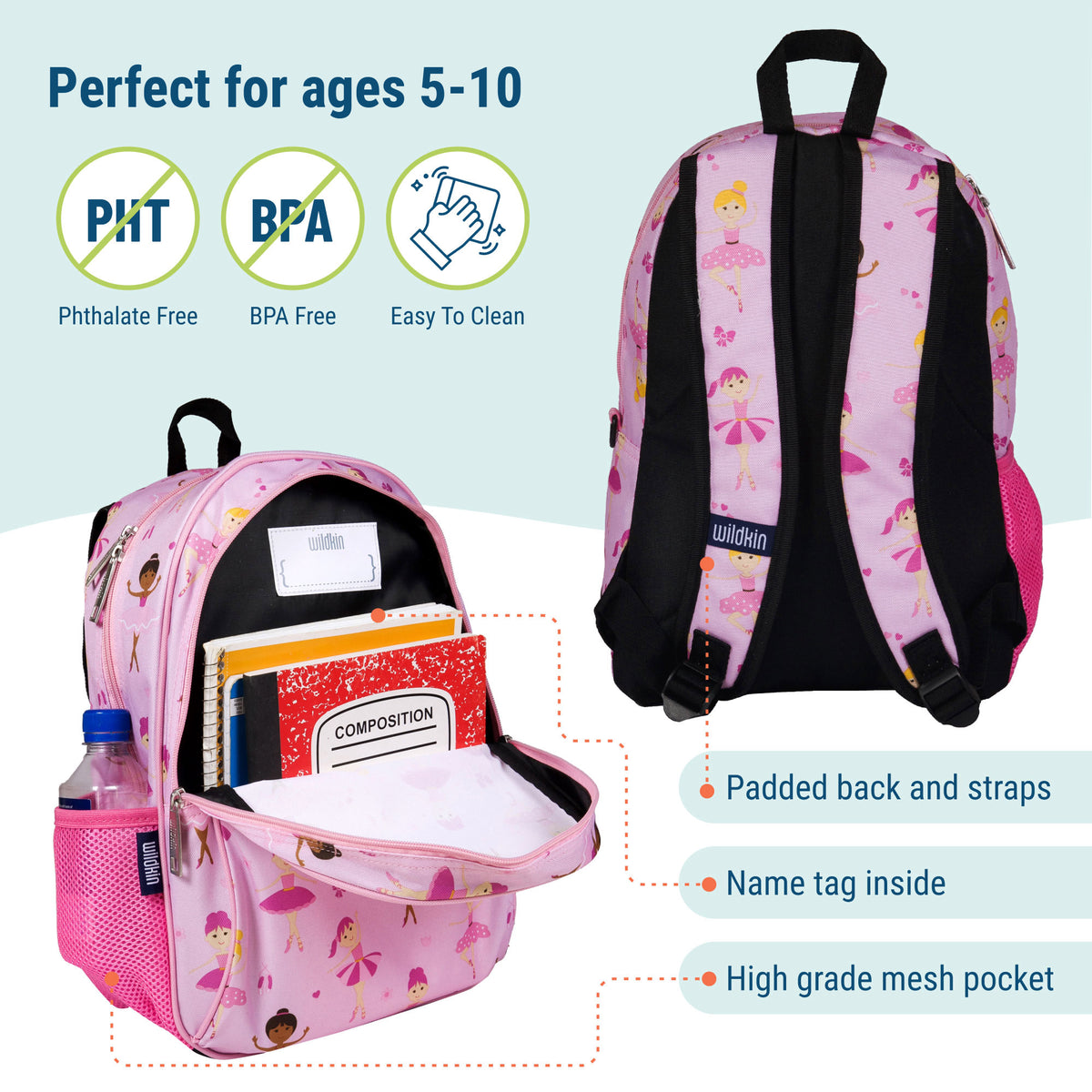 Wildkin 15 Inch Kids Backpack | School Backpacks - Ballerina