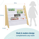 Modern Sling Bookshelf - Natural w/ White