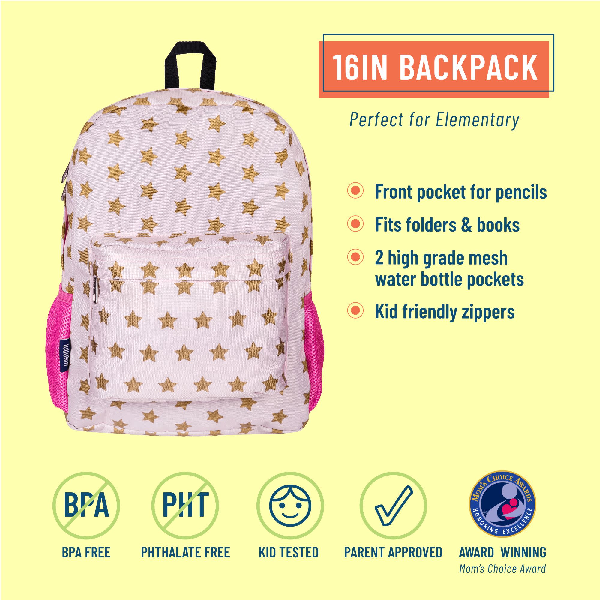 Pink and Gold Stars 16 Inch Backpack