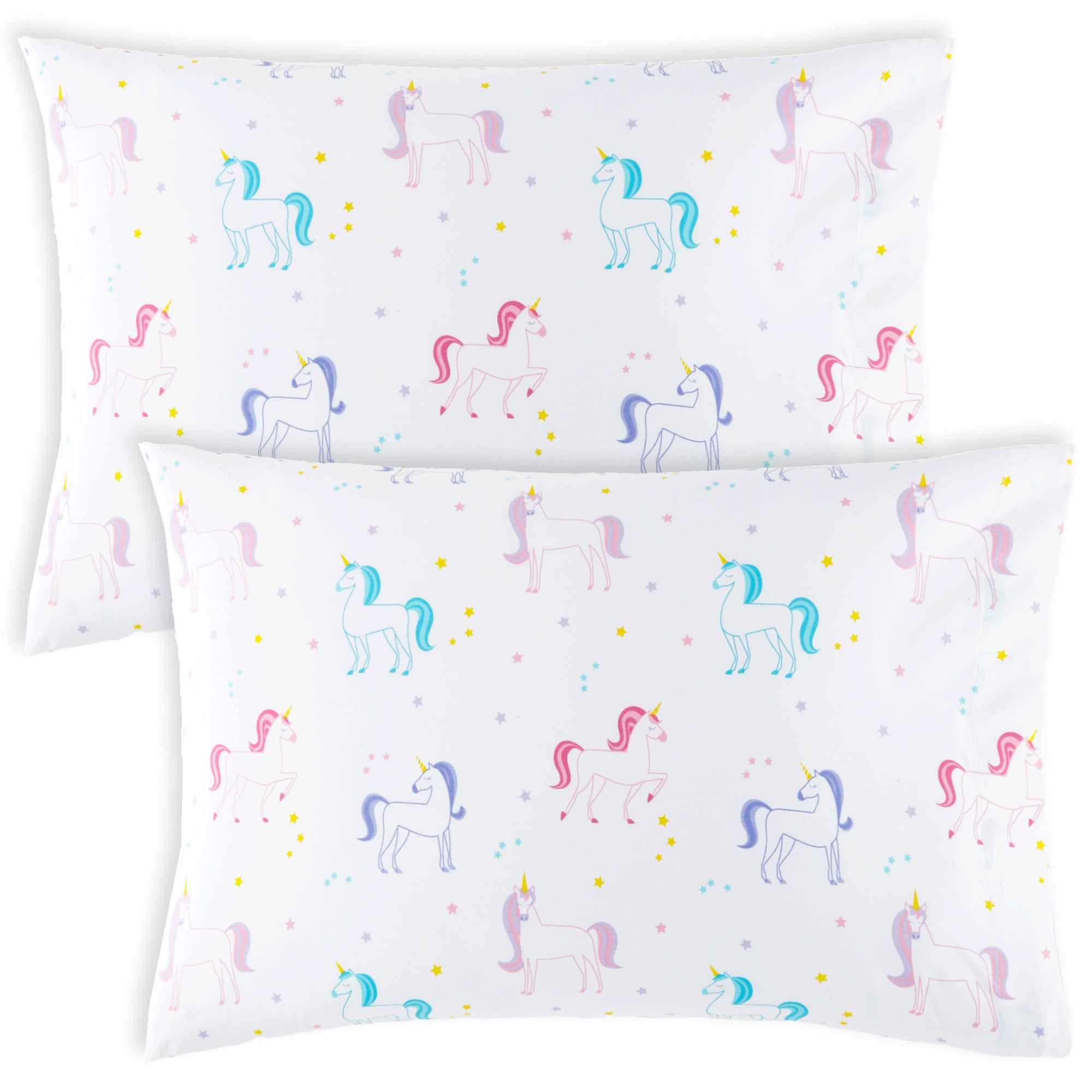 Unicorn 100% Cotton Percale Pillow Cases - 2 pack