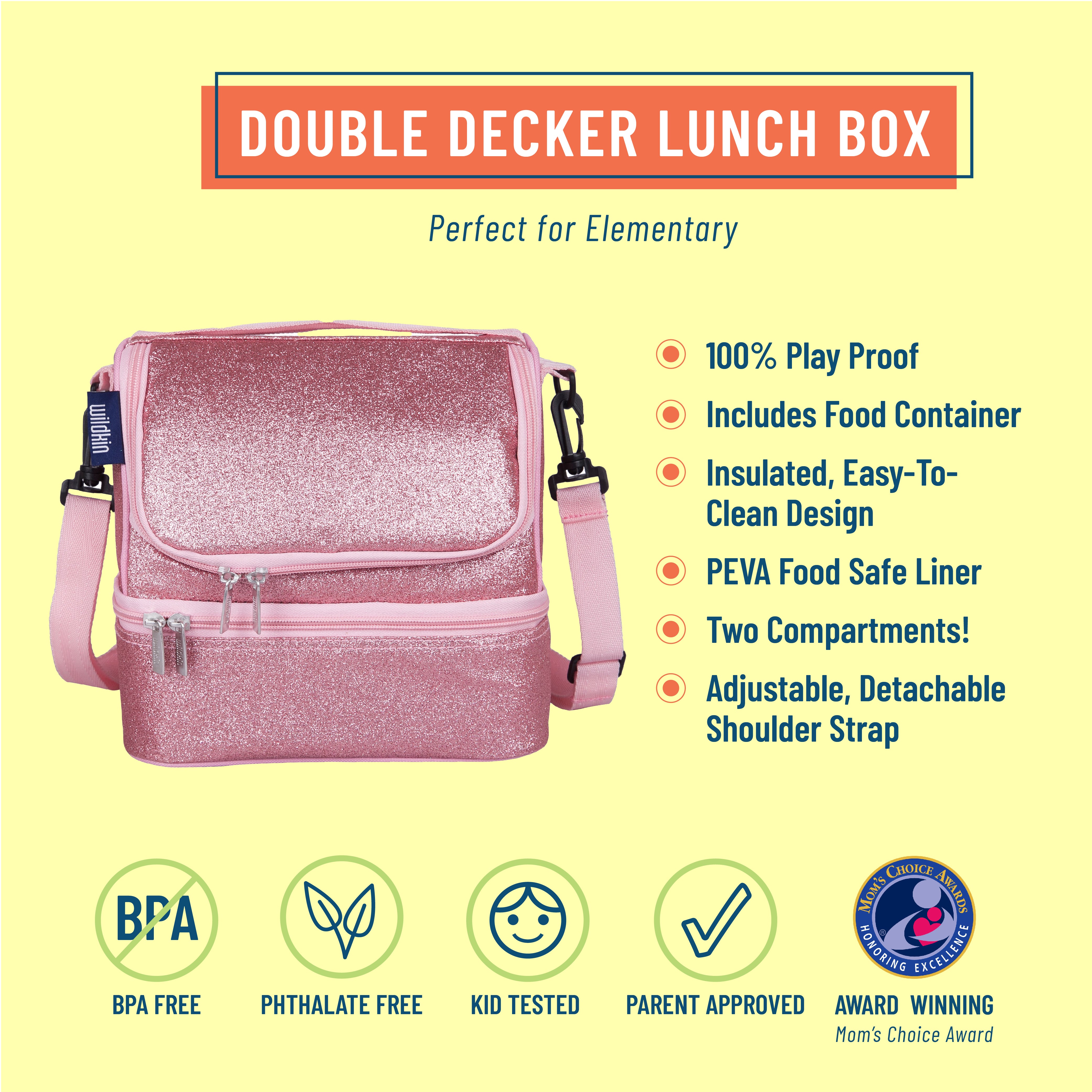 Pink Glitter Two Compartment Lunch Bag