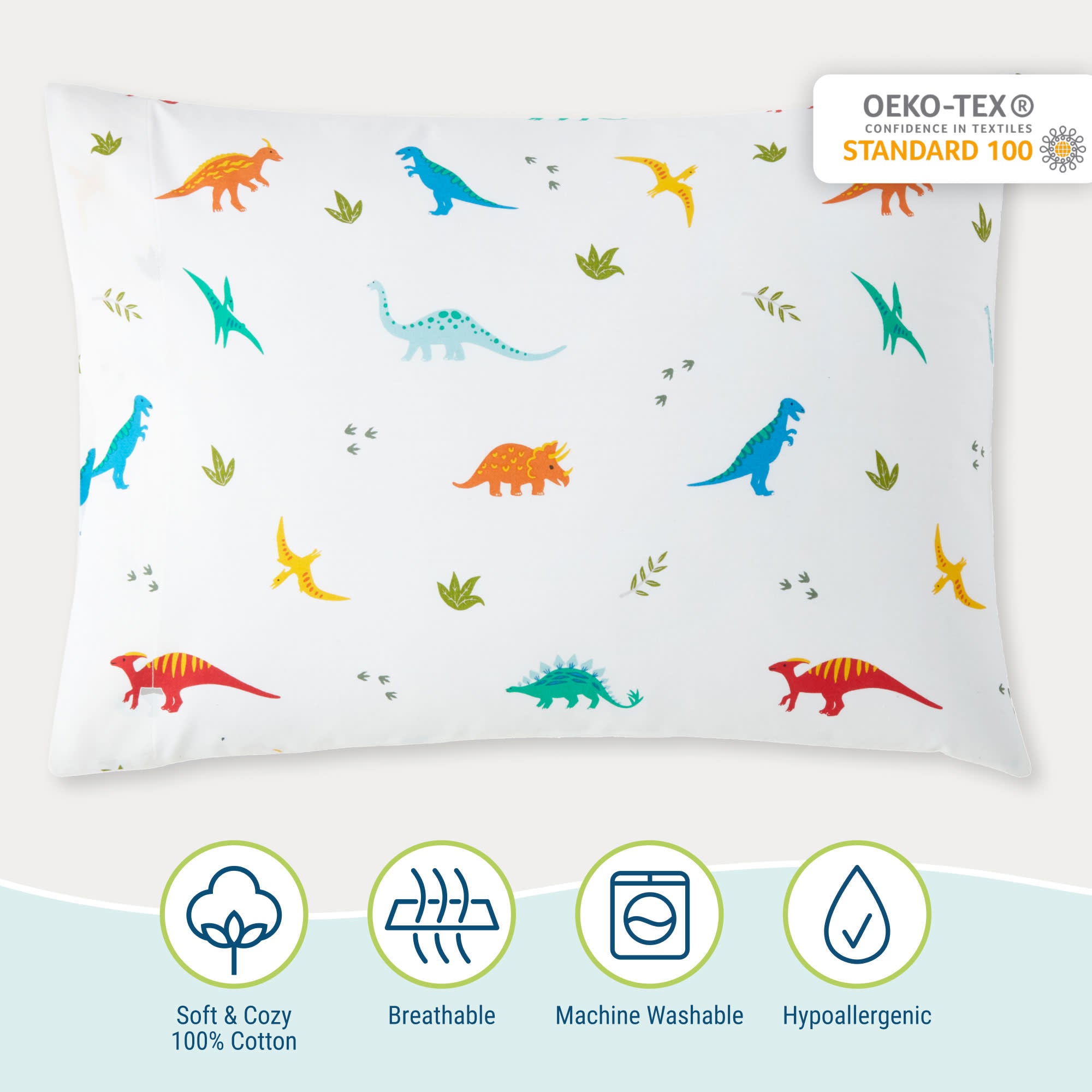 Jurassic Dinosaurs 100% Cotton Pillowcase - Standard