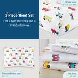 Trains, Planes & Trucks 100% Cotton Flannel Sheet Set - Twin