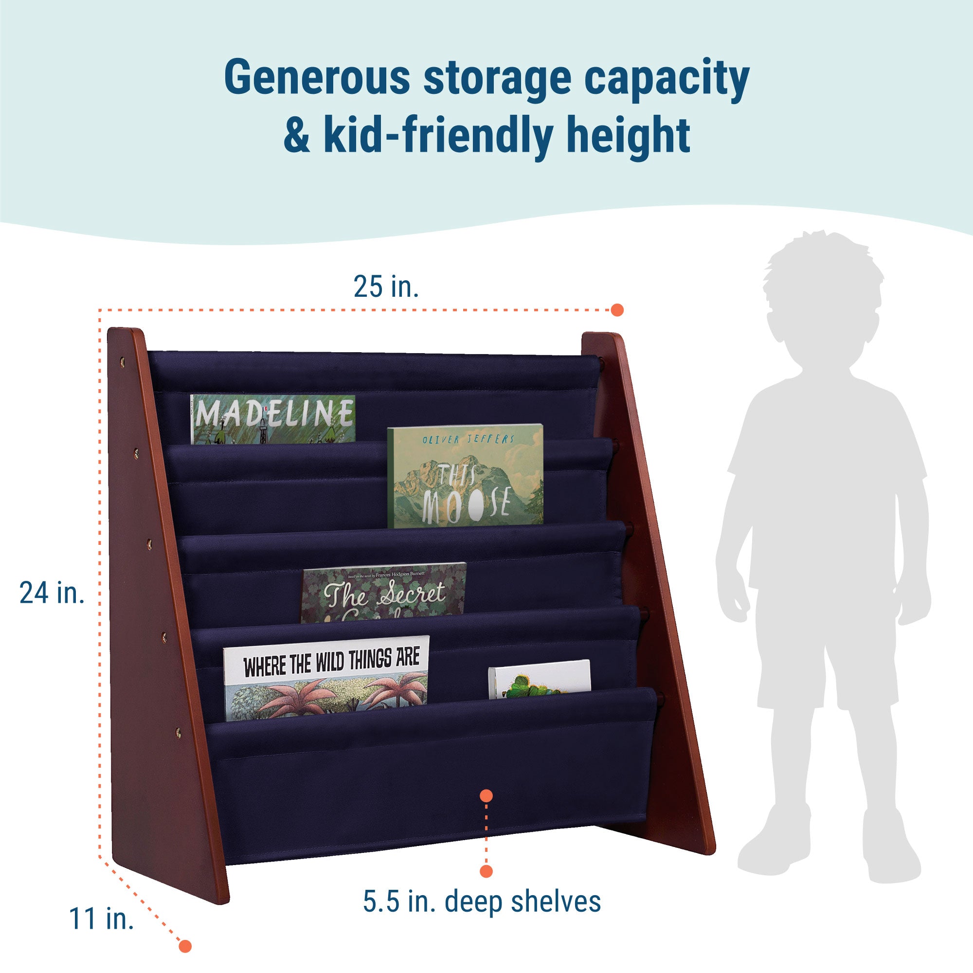 Sling Bookshelf - Cherry w/ Blue