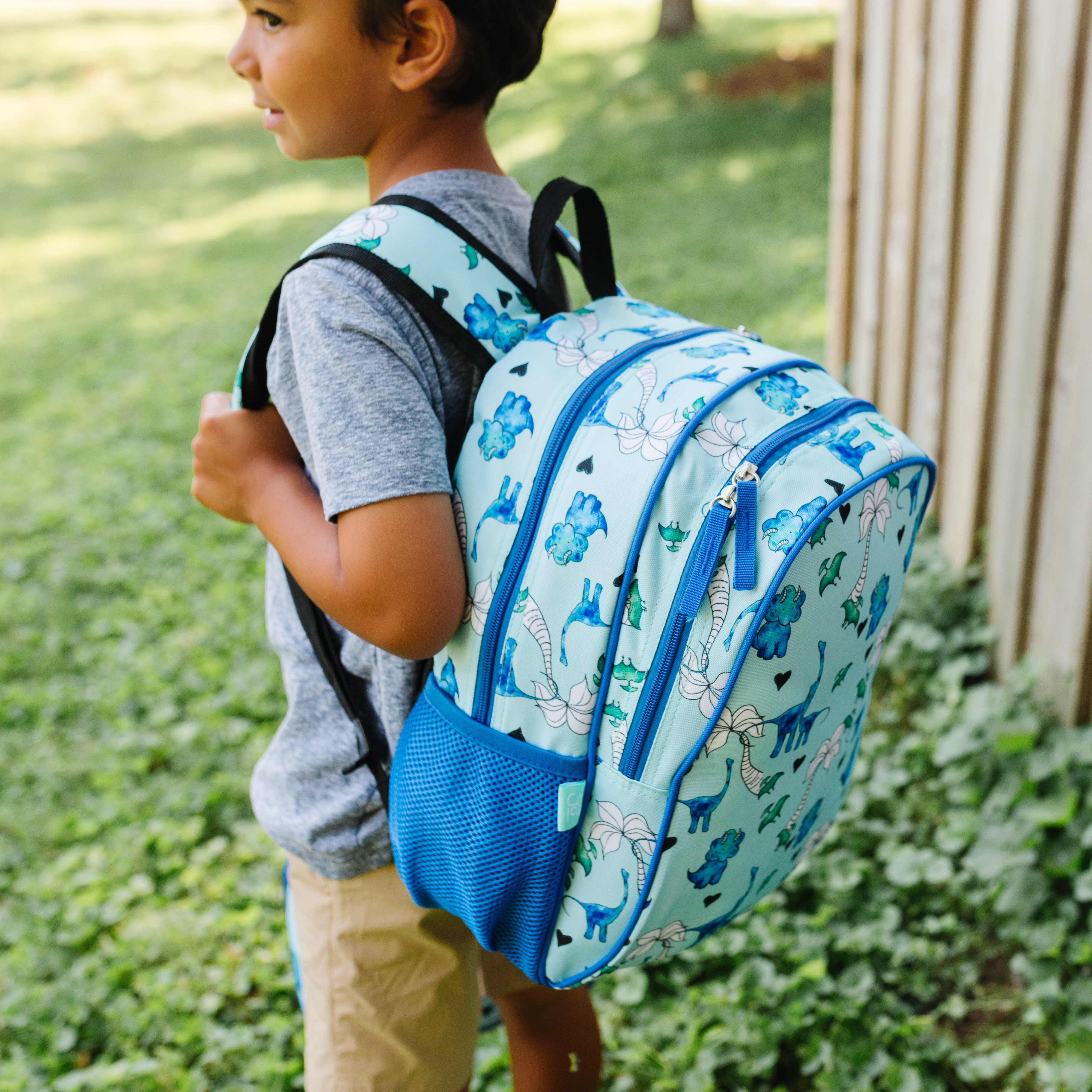 Blue Dino 15 Inch Backpack