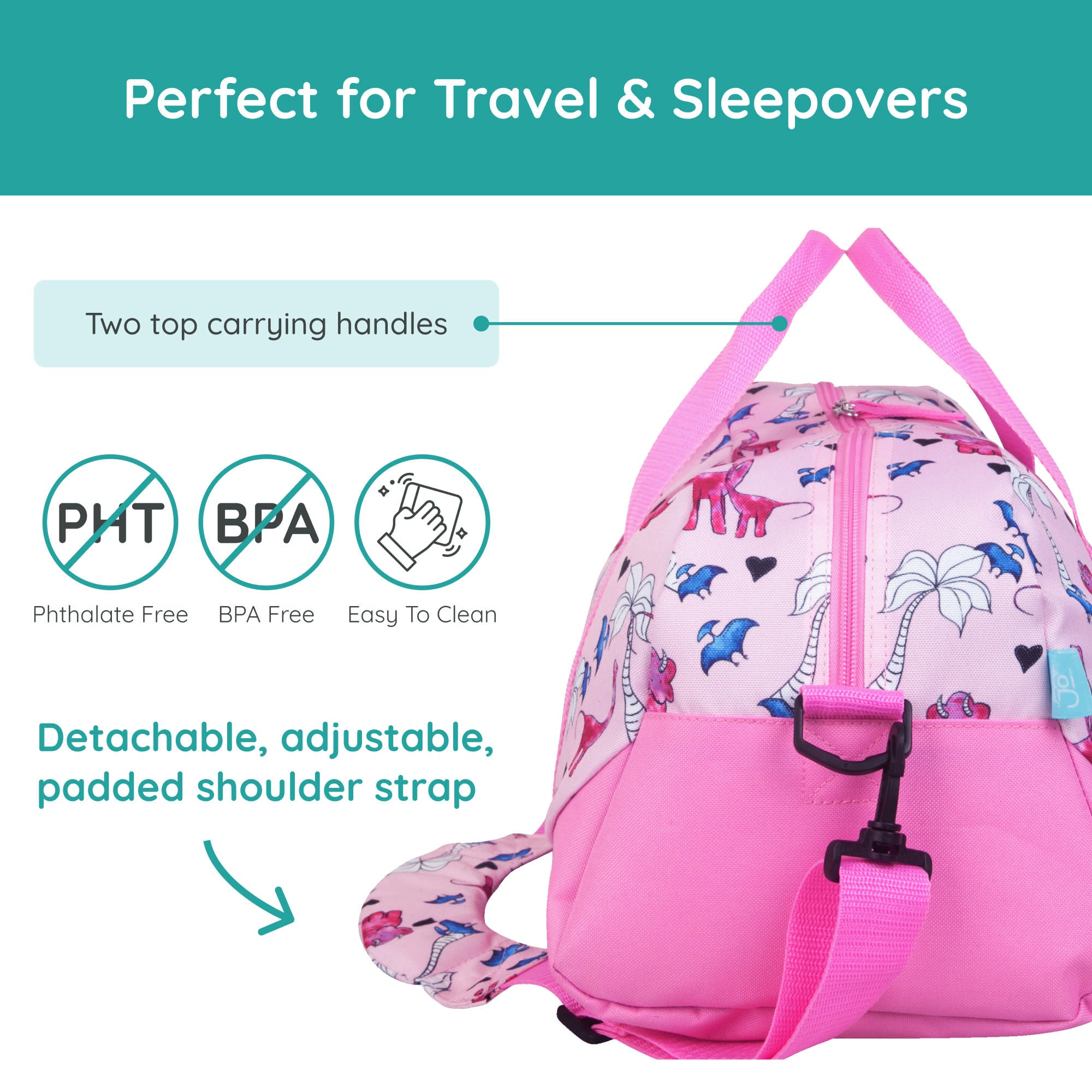 Pink Dino Overnighter Duffel Bag