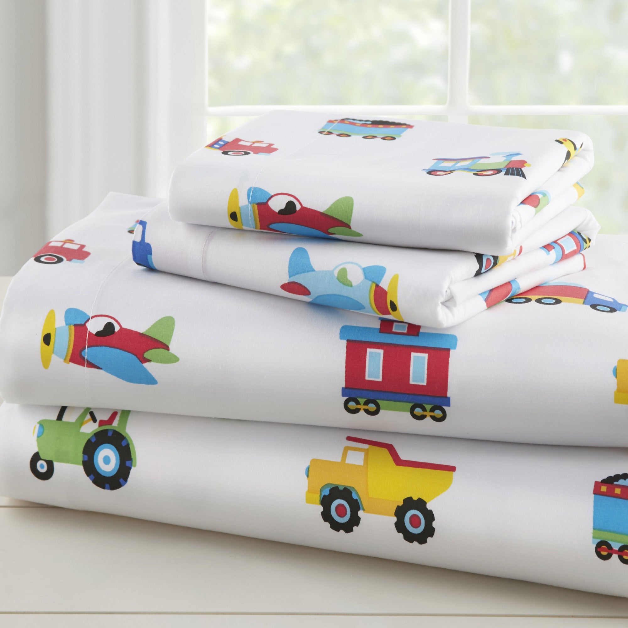 Trains, Planes & Trucks 100% Cotton Sheet Set - Full
