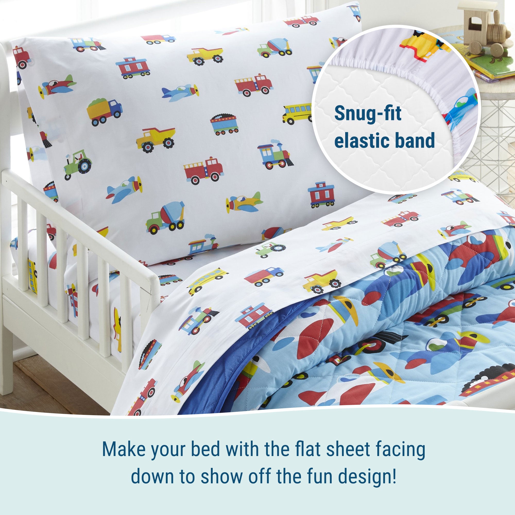 Trains, Planes & Trucks 4 pc Cotton Bed in a Bag - Toddler