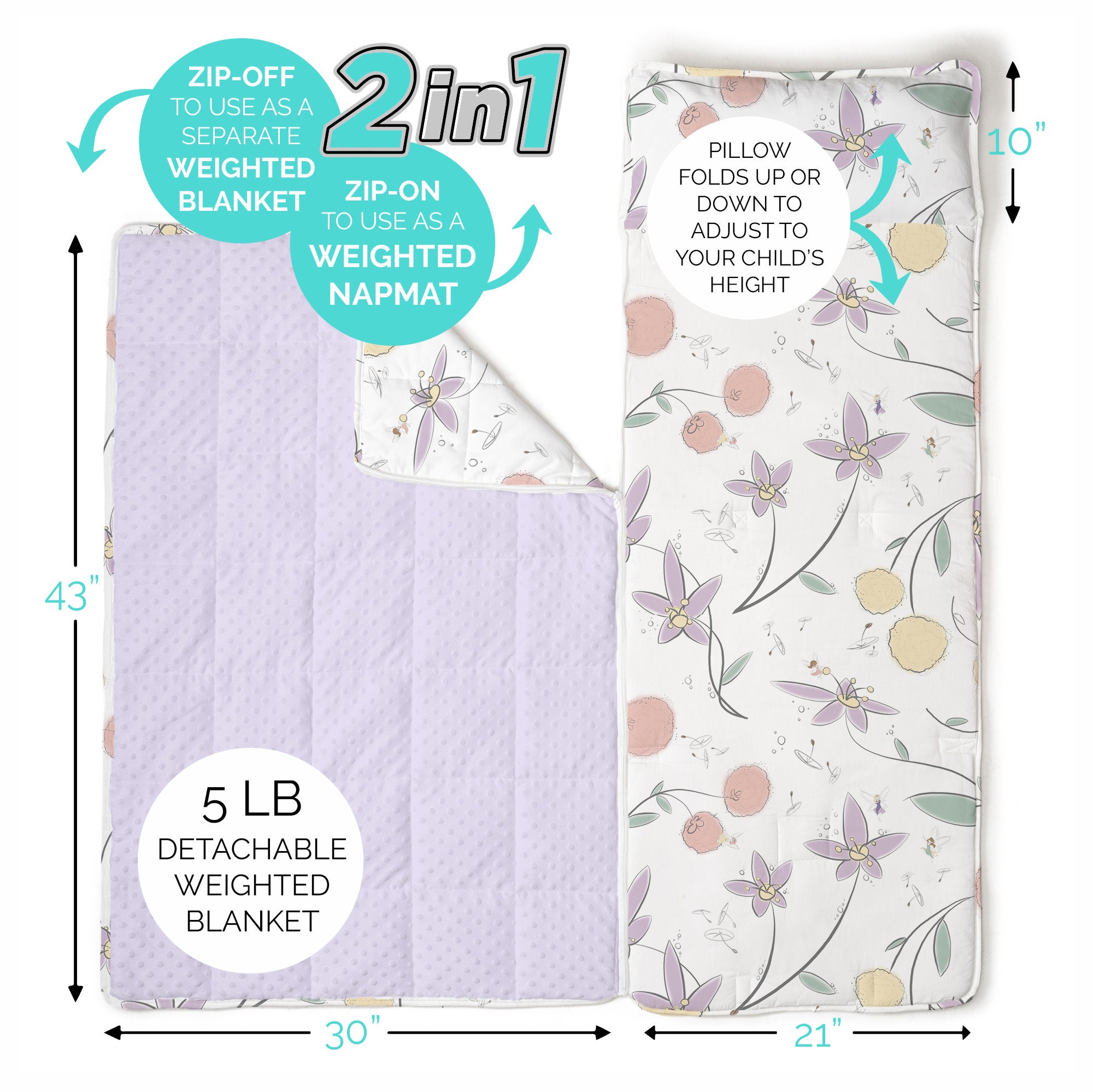 Extra Long Toddler Nap Mat - Fairy Blossom