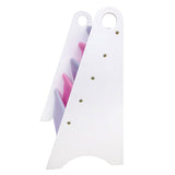 Premium Modern Sling Bookshelf - White Wood w/ Pink and Purple