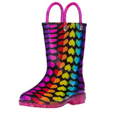 Rainbow Hearts Rain Boots, size  5