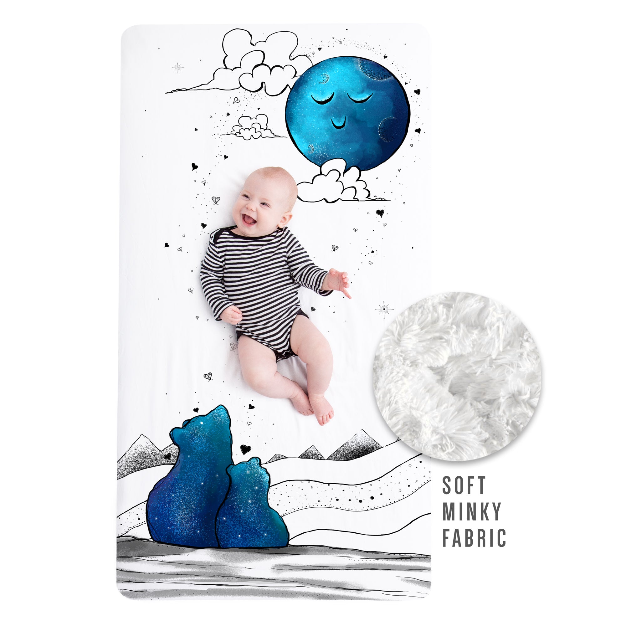 Super Soft Minky Fabric Waterproof Crib Sheet  - Mama Blue Bear