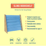 Premium Sling Bookshelf - Natural w/ Sky Blue