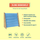 Sling Book Shelf - Natural w/ Sky Blue