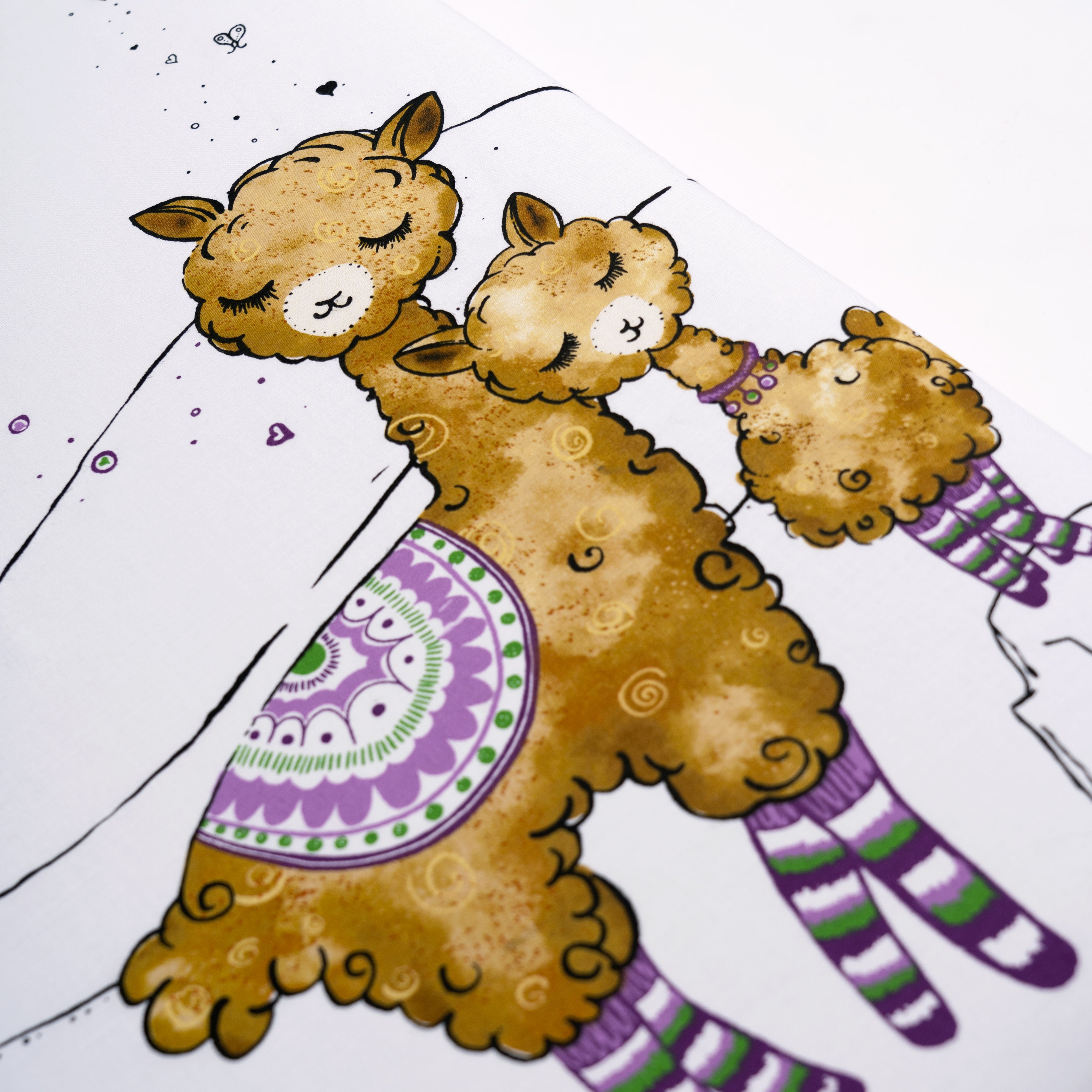 100% Cotton Fitted Crib Sheet - Llama and Mama