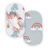 Fitted Bassinet Sheet - Woodland and Rainbows - 2 Pack