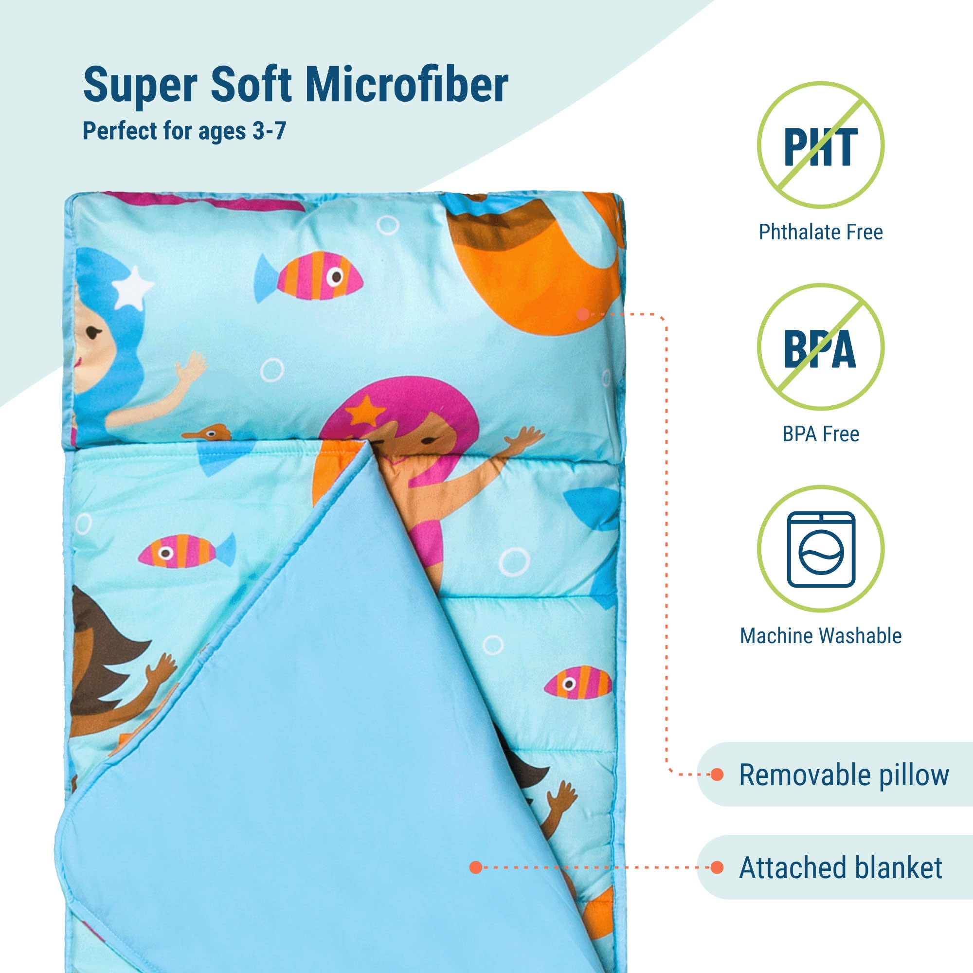 Mermaids Microfiber Kids Nap Mat