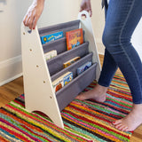 Modern Sling Bookshelf - White w/ Gray