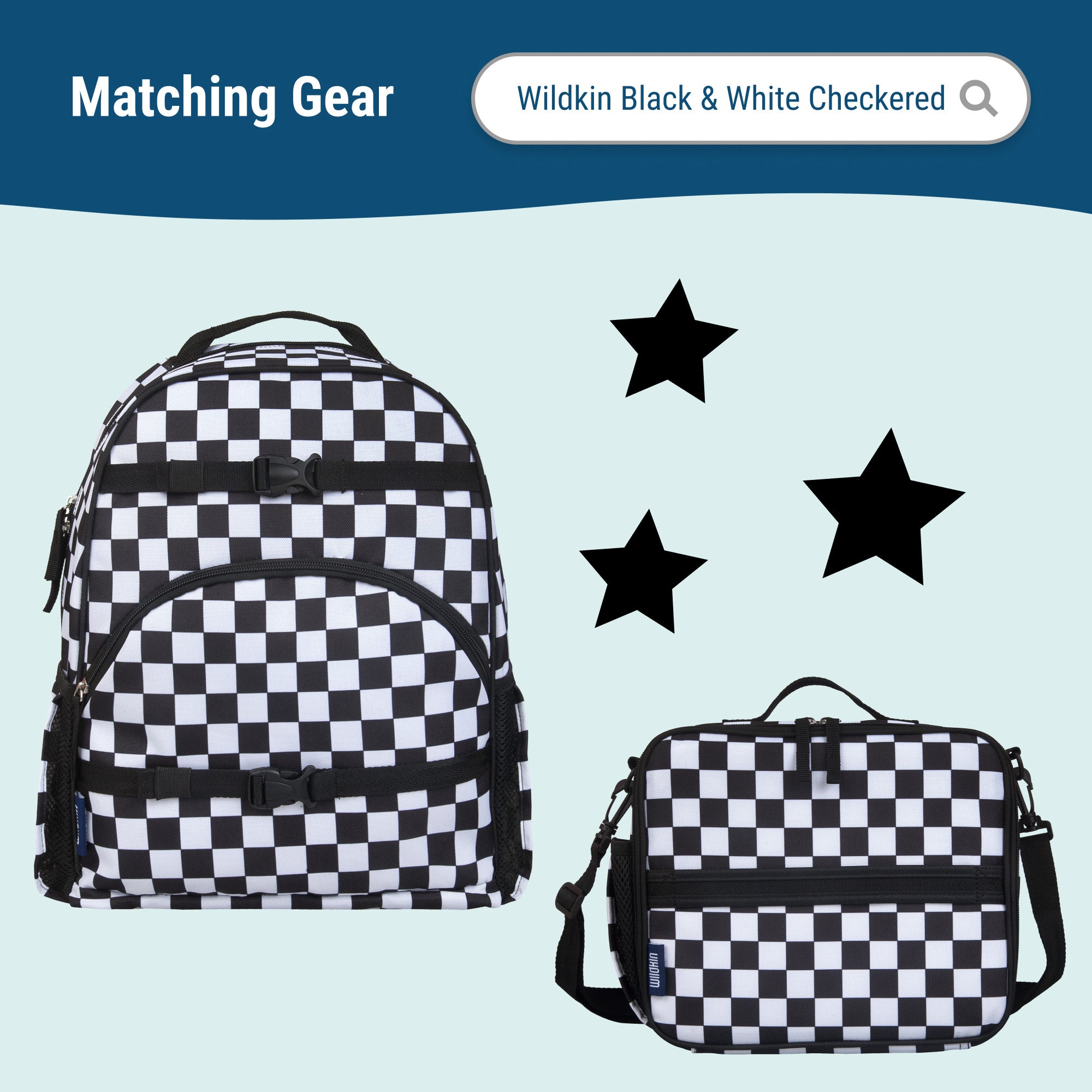 Black and White Checkered Steel Water Bottle