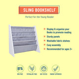 Premium Sling Bookshelf - White w/ Gray