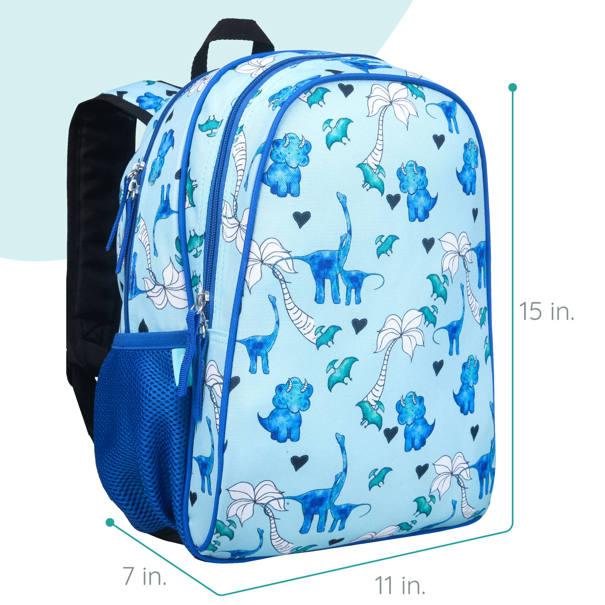 Blue Dino 15 Inch Backpack