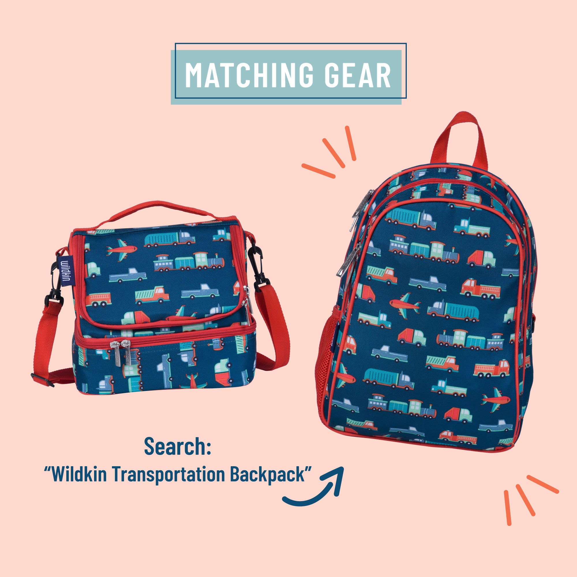 Transportation Two Compartment Lunch Bag