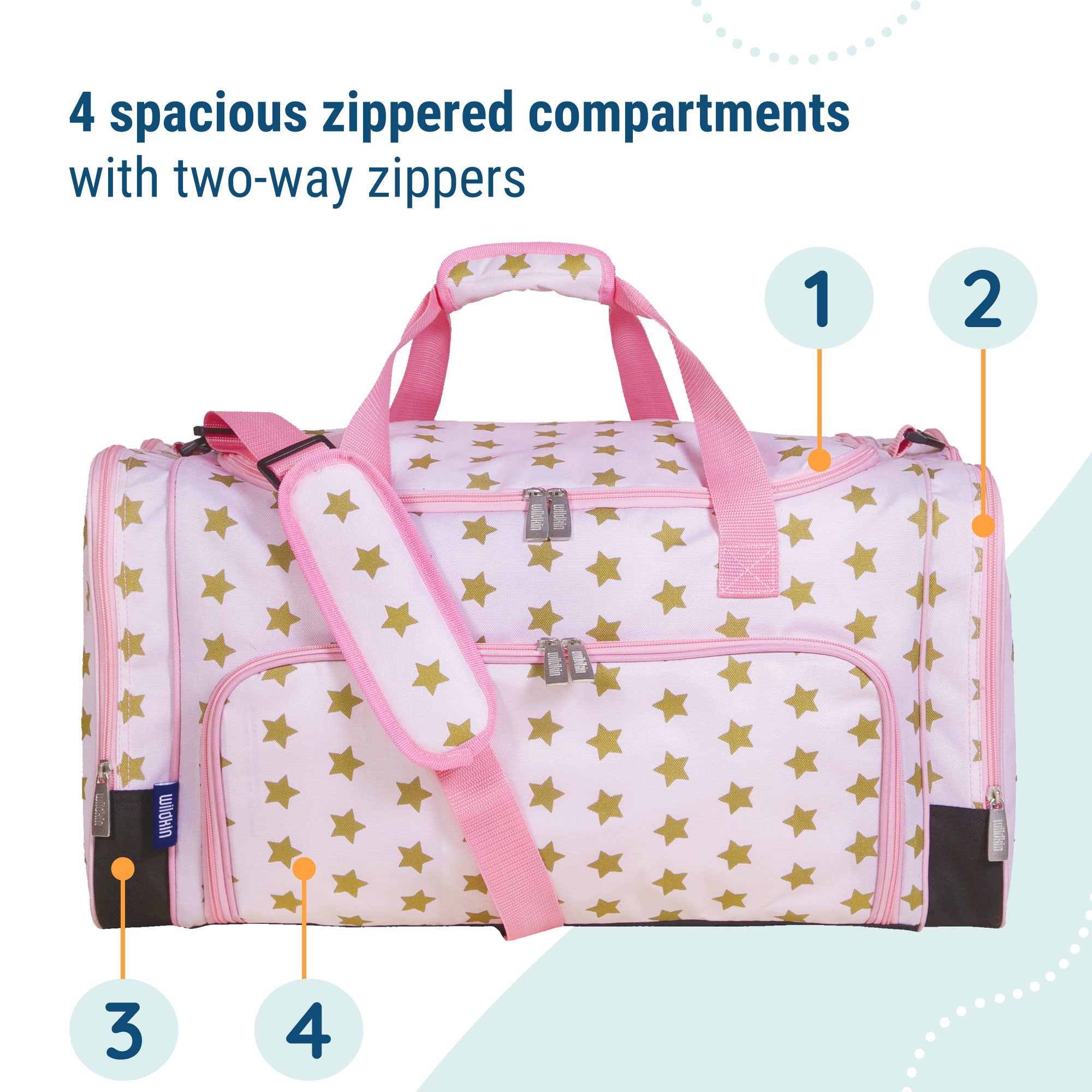 Pink and Gold Stars Weekender Duffel Bag