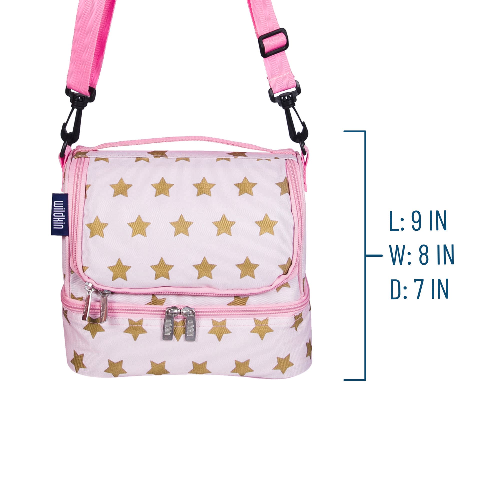 Pink and Gold Stars Two Compartment Lunch Bag