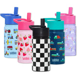 Black and White Checkered 14 oz Steel Water Bottle