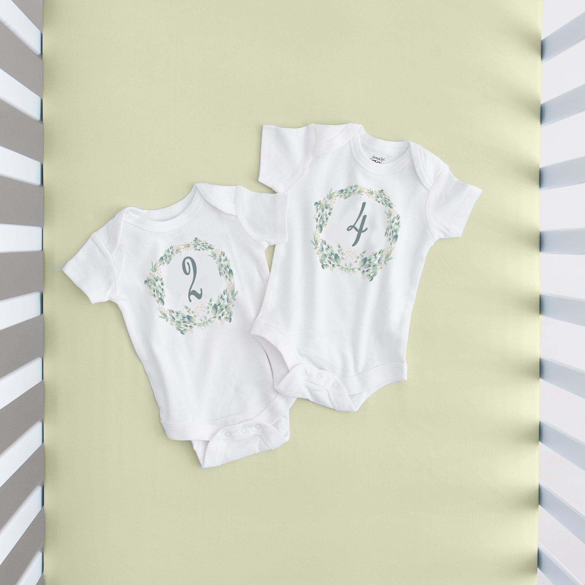 Botanical Seize The Moment Baby Milestone Onesies, 1 Through 12 Bodysuit Set With Numbers