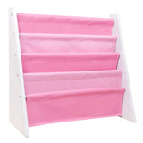 Vegan Leather Original Sling Bookshelf - White Wood w/ Light Pink and Dark Pink