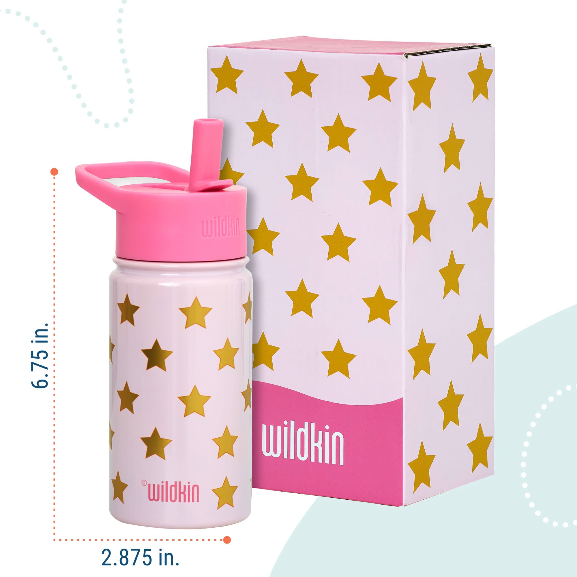 Pink and Gold Stars 14 oz Steel Bottle