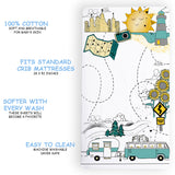 100% Cotton Fitted Crib Sheet - Road Trip