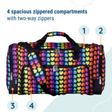 Rainbow Hearts Weekender Duffel Bag