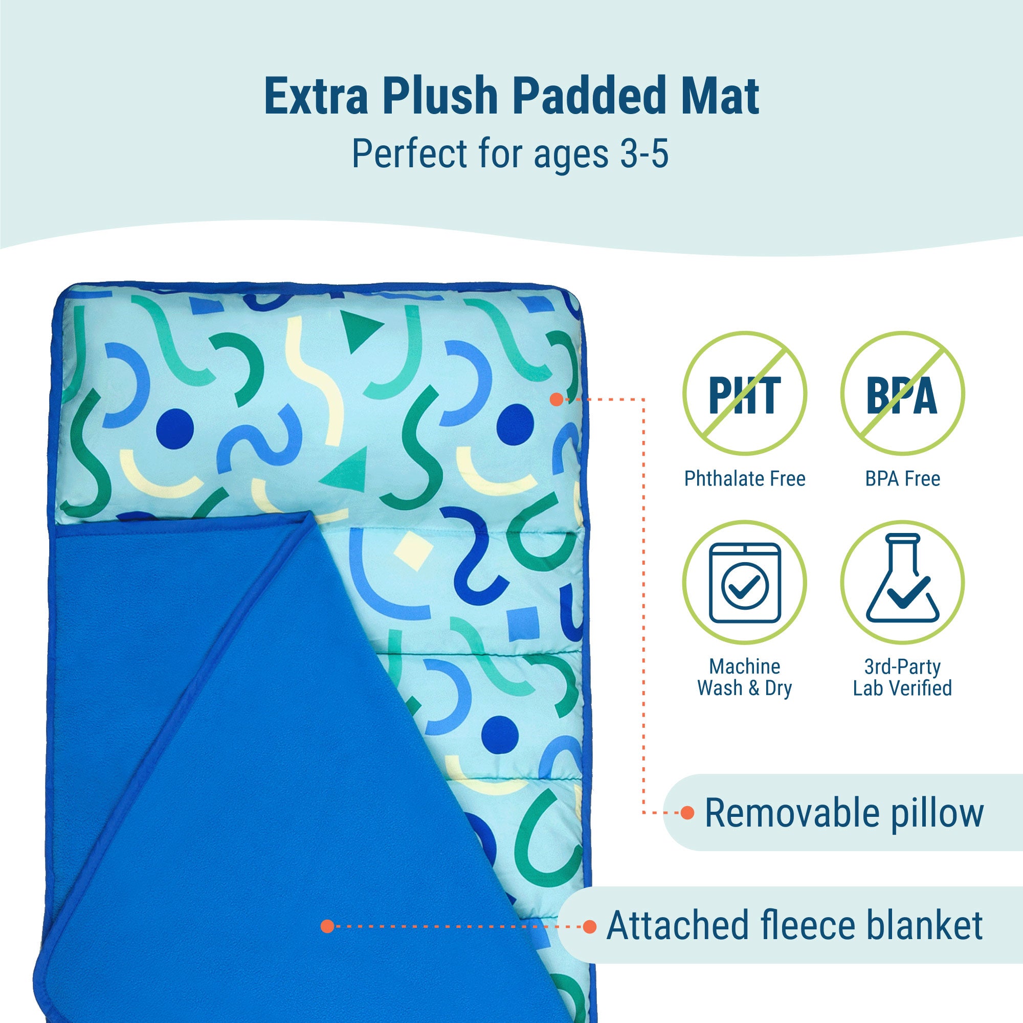 Confetti Blue Microfiber Toddler Nap Mat