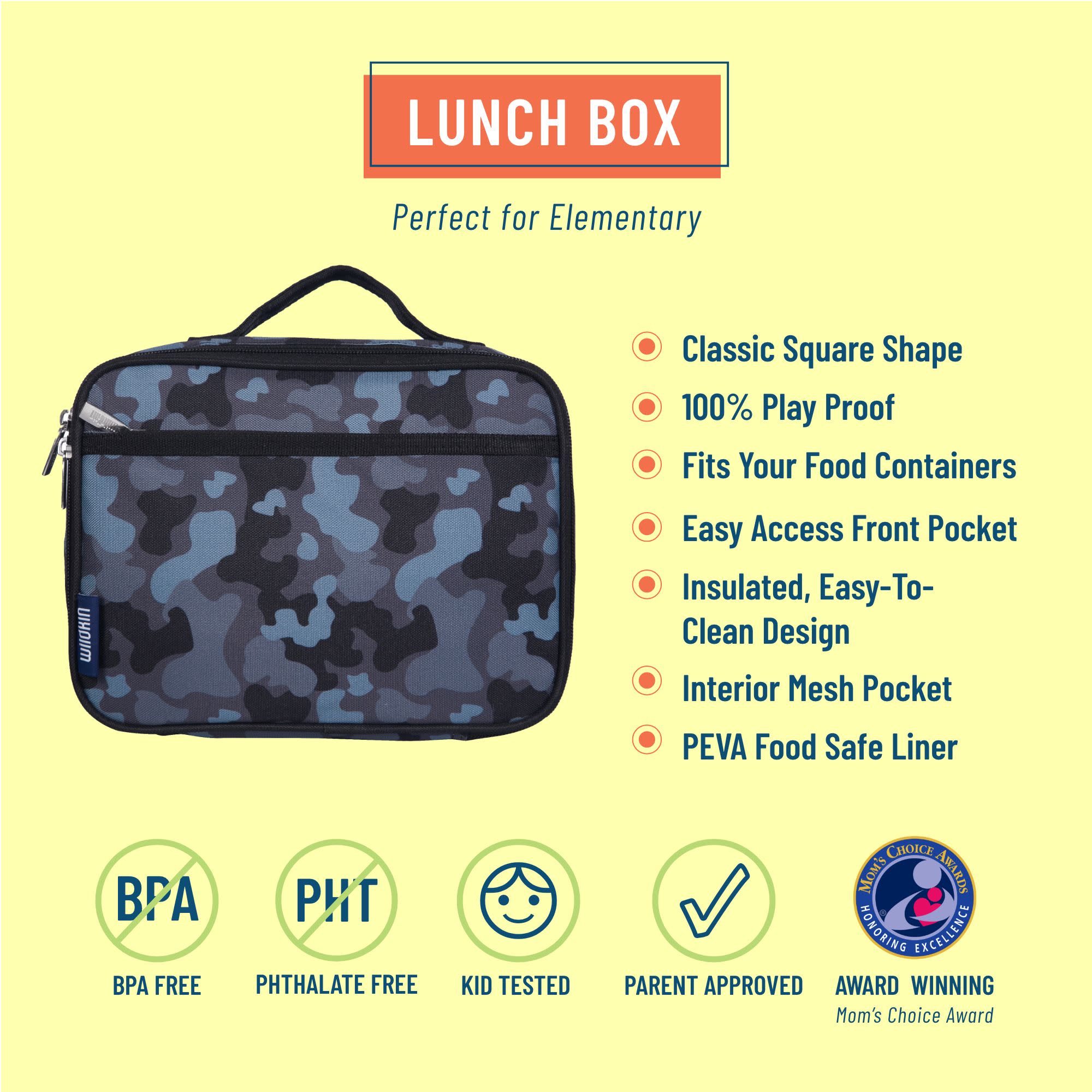 Wildkin Eco Black Camo Backpack Lunchbox Set Monogram 