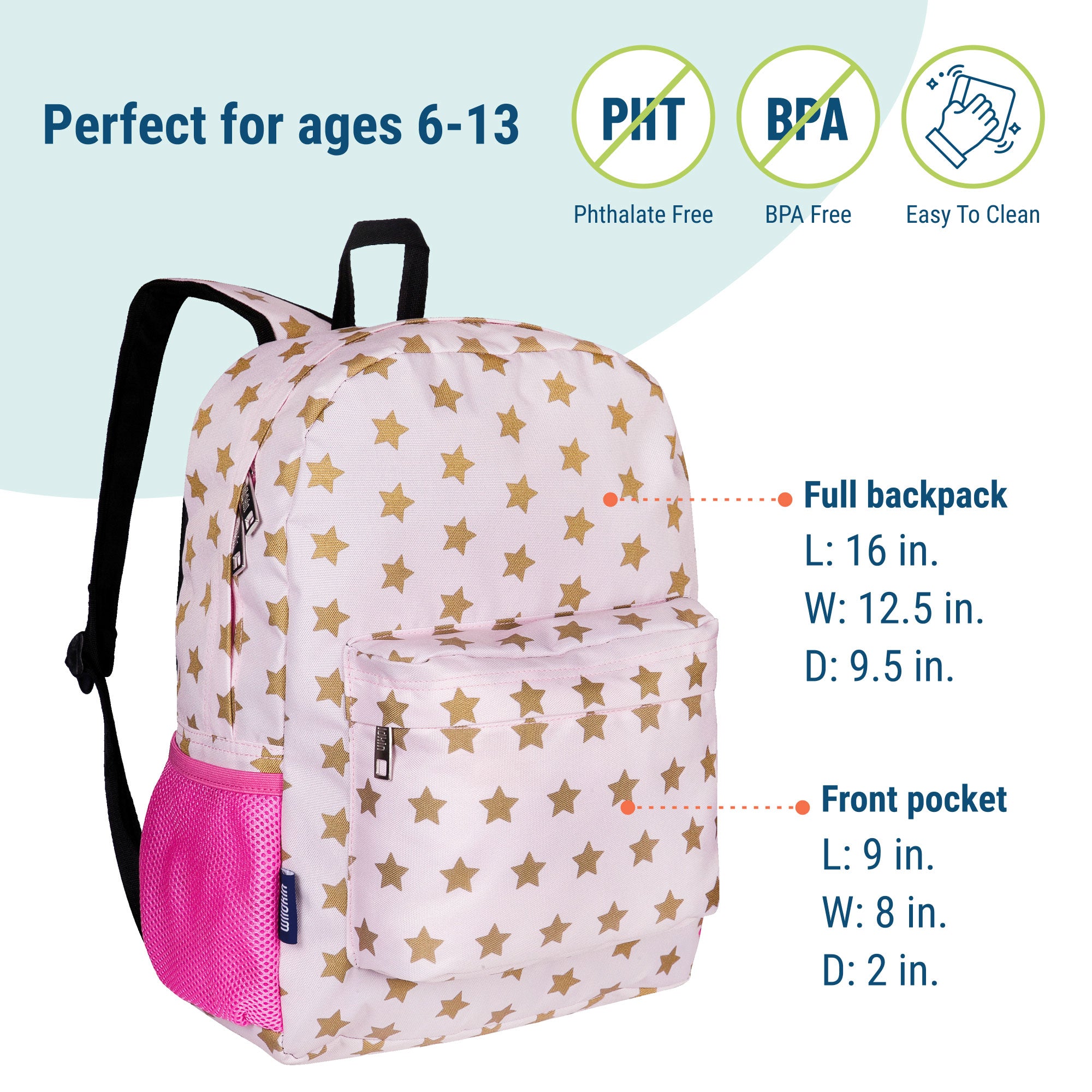 Pink and Gold Stars 16 Inch Backpack