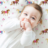 Horses 100% Cotton Percale Fitted Crib Sheet