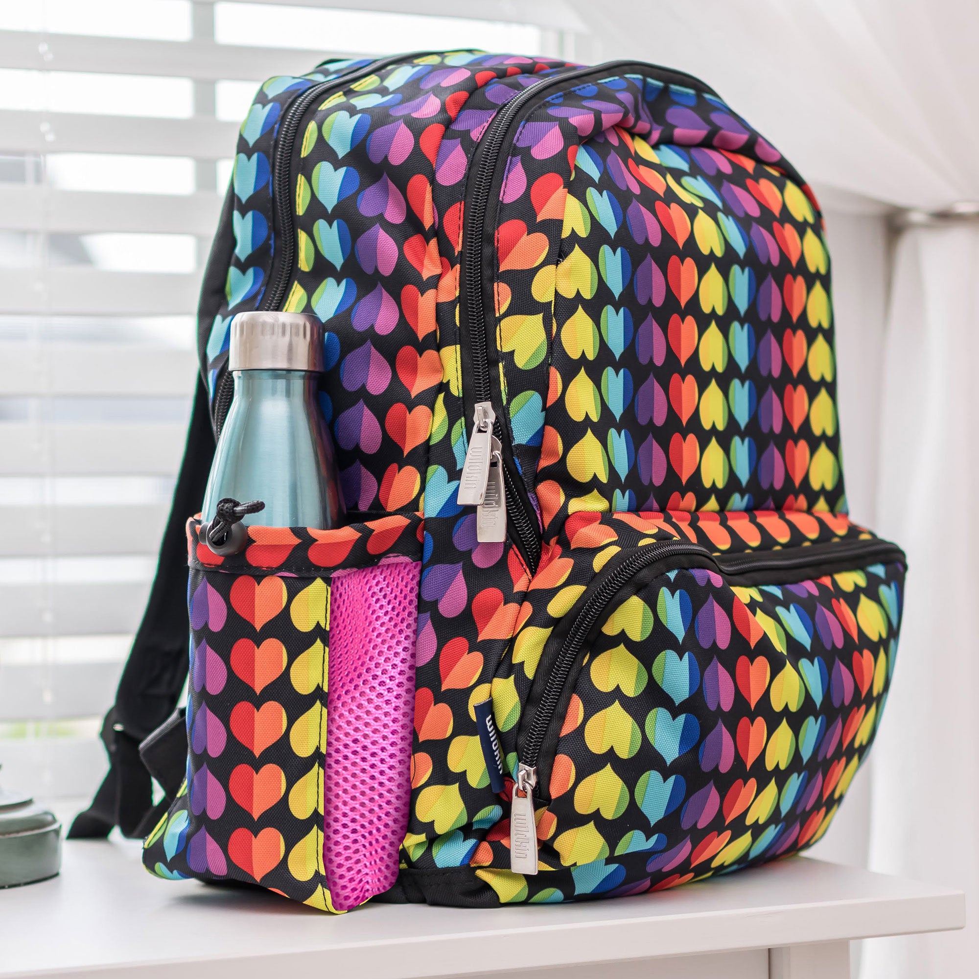Rainbow Hearts 17 Inch Backpack