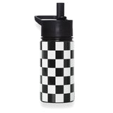 Black and White Checkered 14 oz Steel Water Bottle