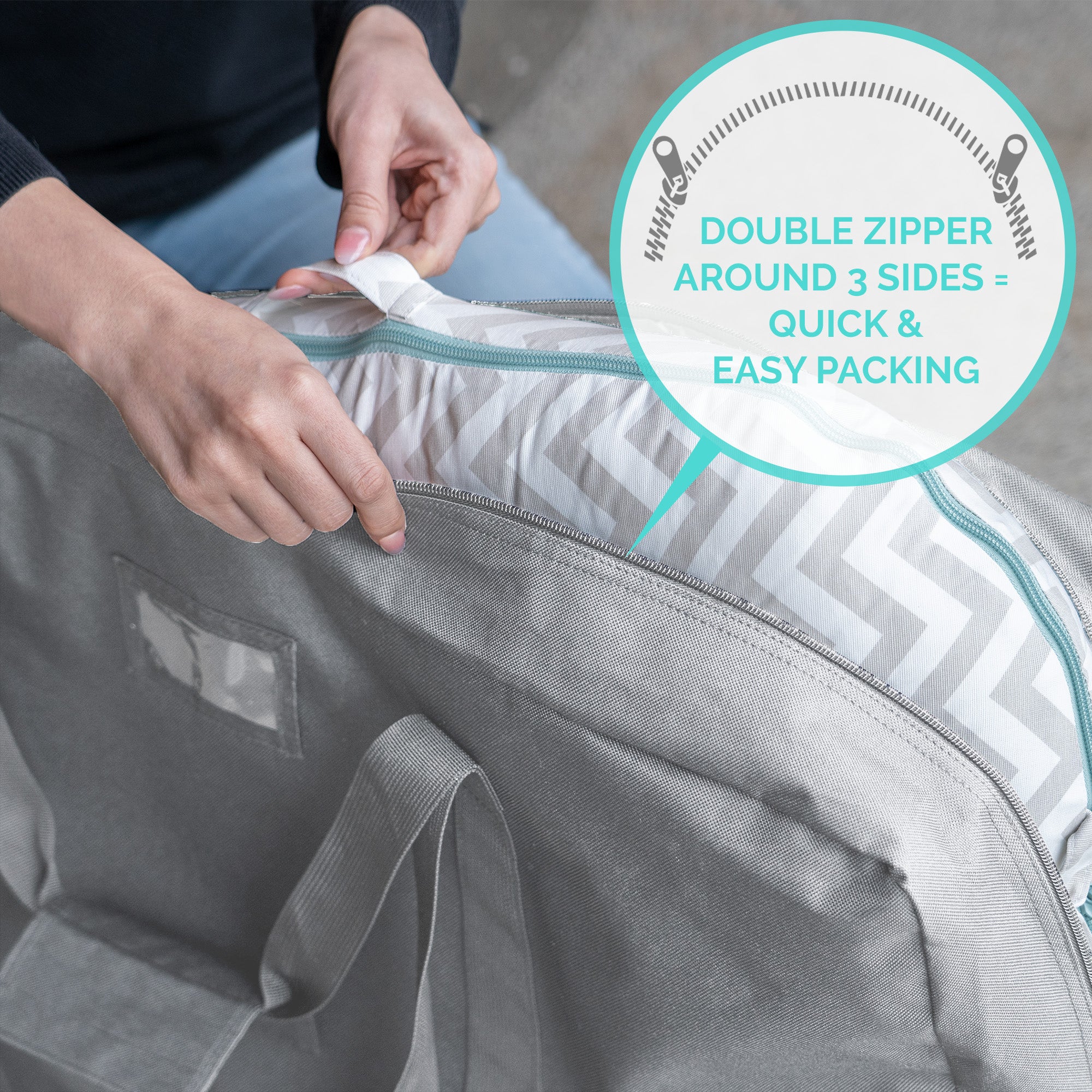 Grey Travel Bag and Transport Tote for Baby Lounger