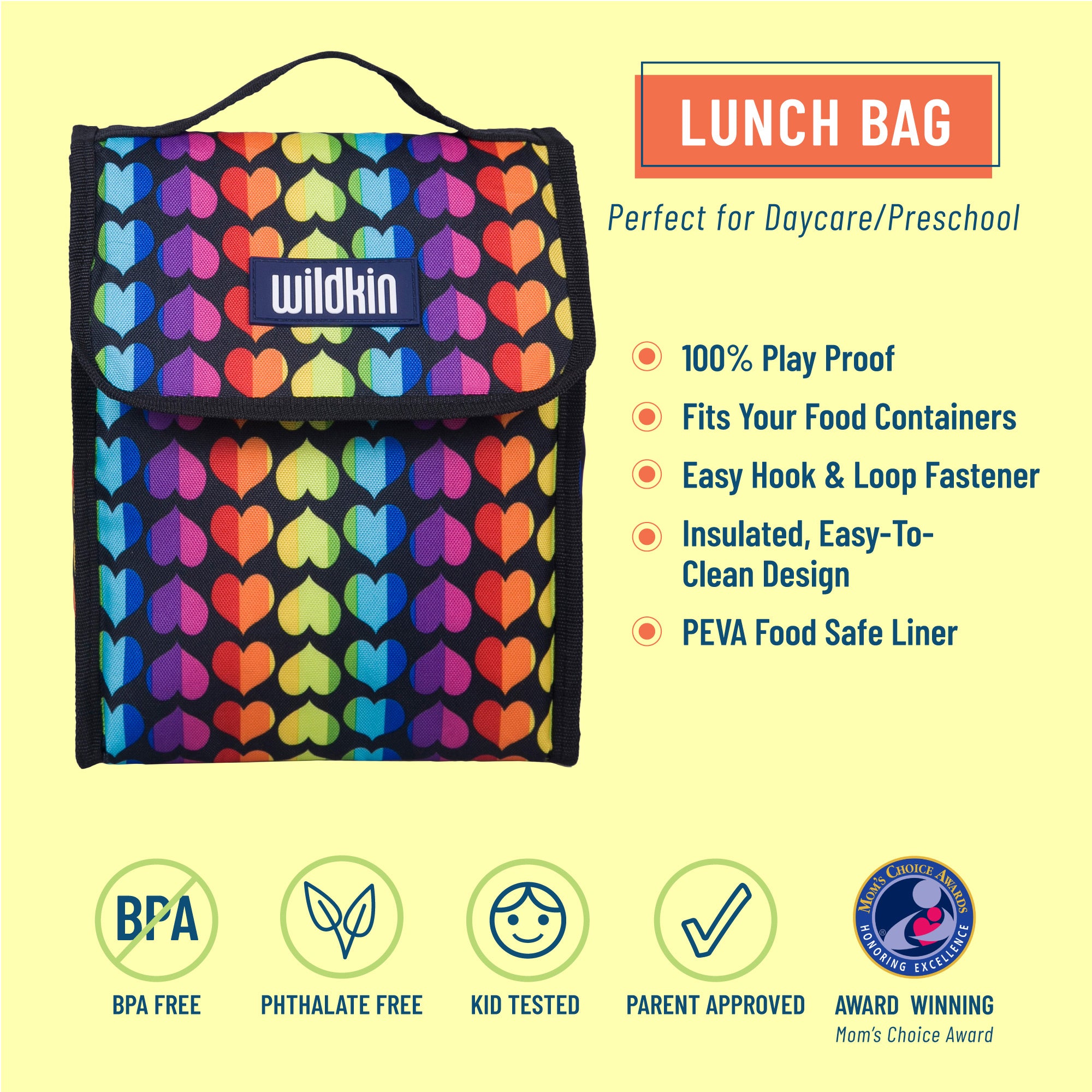 Rainbow Hearts Lunch Bag