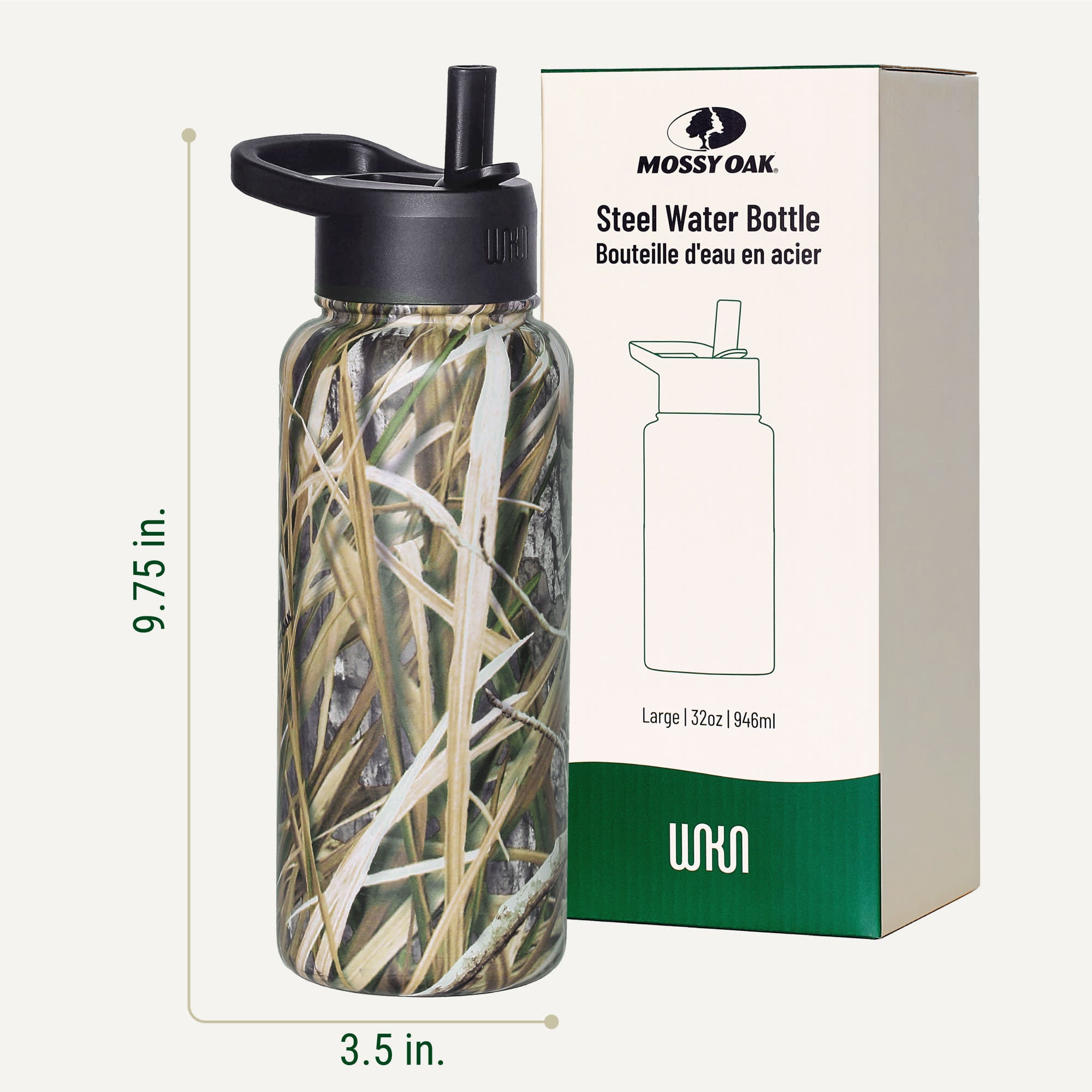 Mossy Oak Shadow Grass Habitat 32 oz Stainless Steel Water Bottle