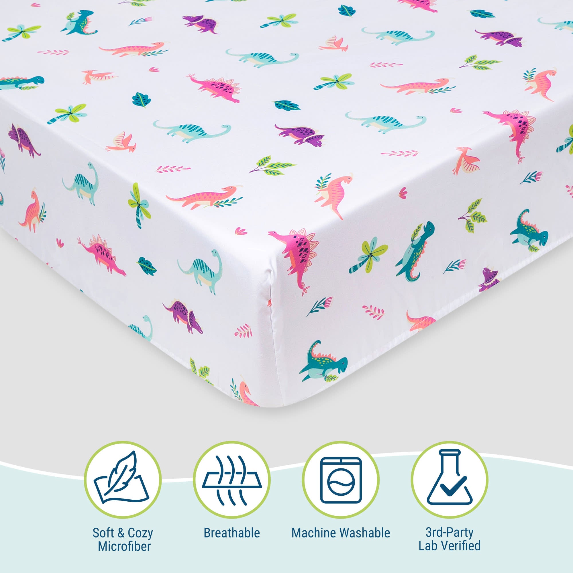 Darling Dinosaurs Microfiber Fitted Crib Sheet