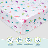 Darling Dinosaurs Microfiber Fitted Crib Sheet